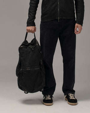 Leather Weekend Backpack Nero