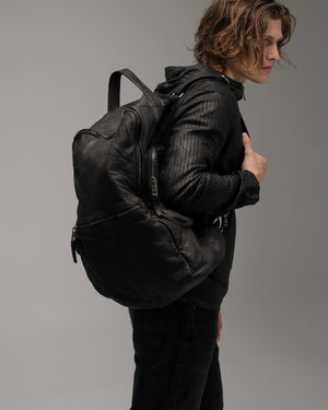 Leather Weekend Backpack Nero