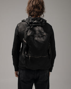 Leather Weekend Backpack Nero