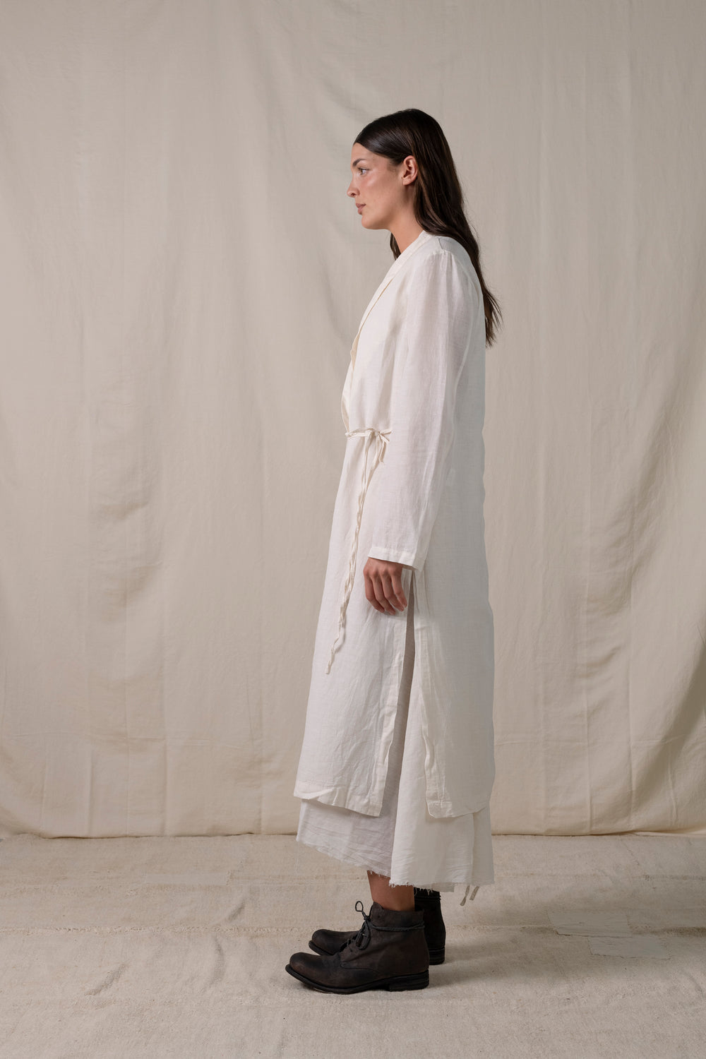 Kimono Coat Central Back String White