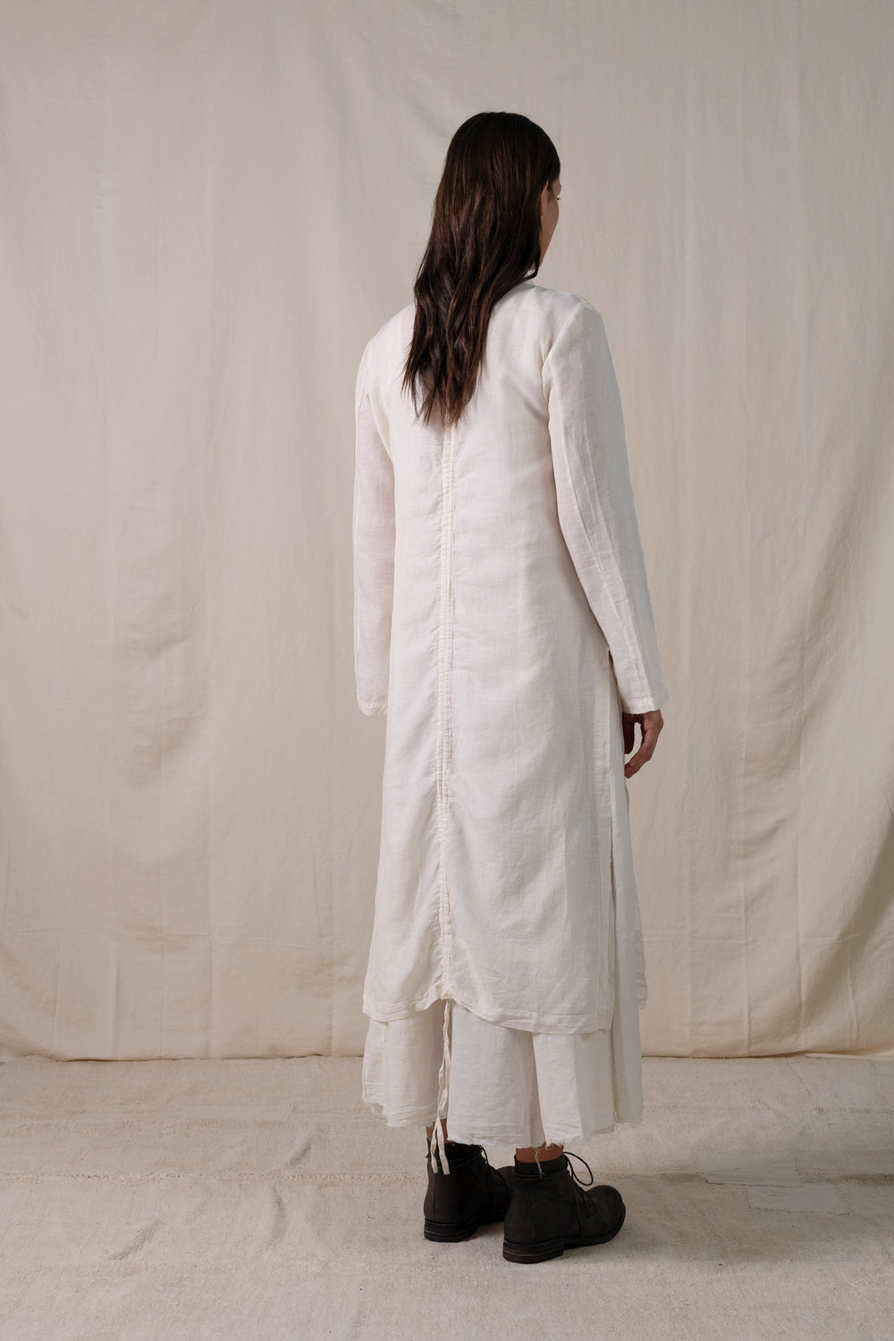 Kimono Coat Central Back String White