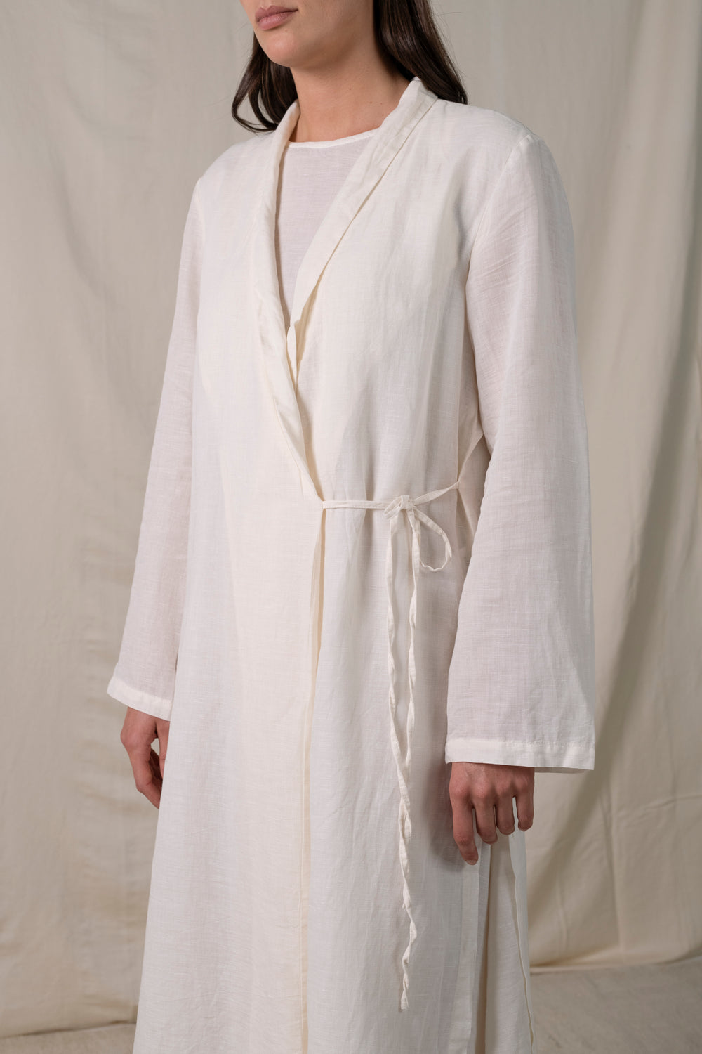 Kimono Coat Central Back String White