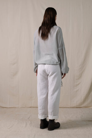 Pleated Blouse with Strings Light Grey