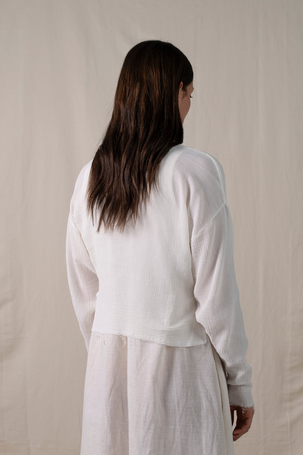 Raw Edge Cardigan White