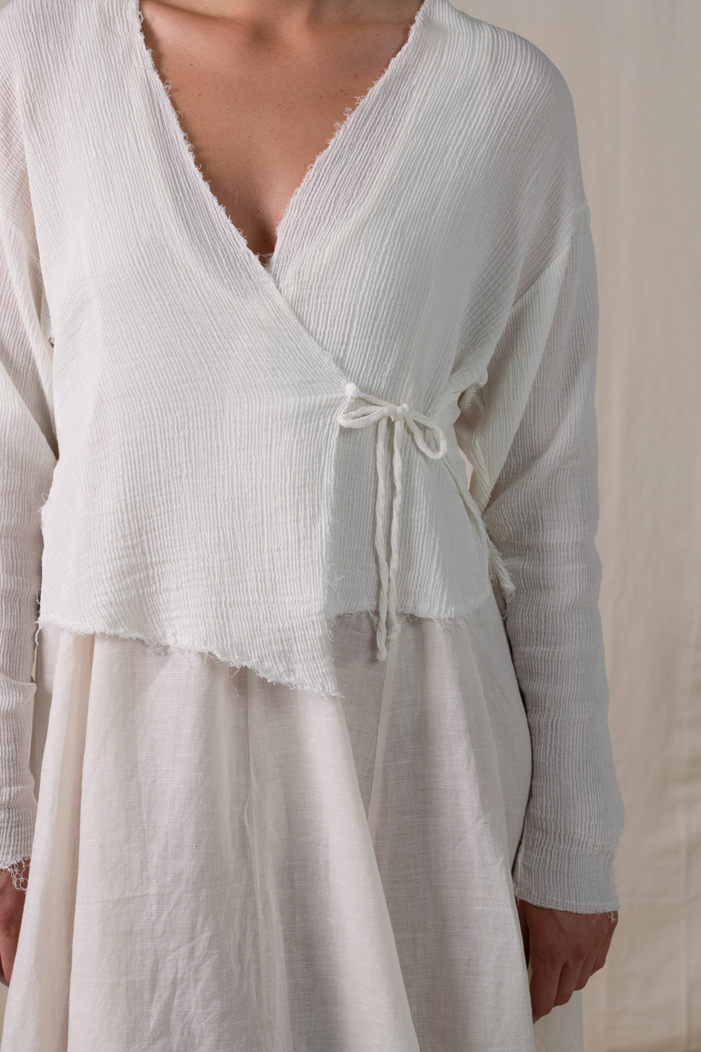 Raw Edge Cardigan White