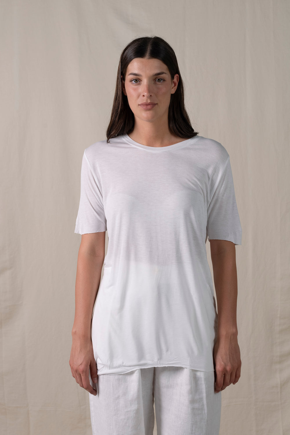 Regular Fit T Shirt Viscose White