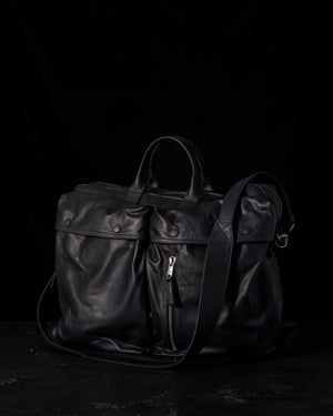 Leather Weekender Bag Nero