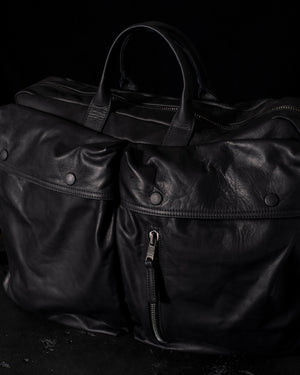 Leather Weekender Bag Nero