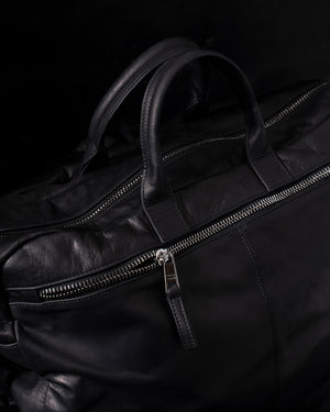 Leather Weekender Bag Nero