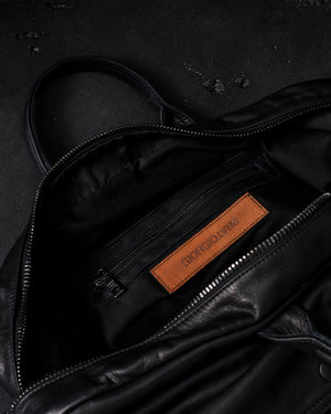 Leather Weekender Bag Nero