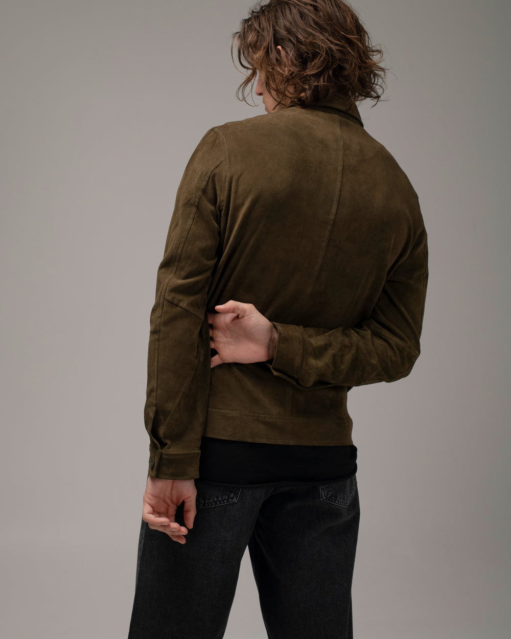 Stretch Suede Zip-up Jacket Jungle