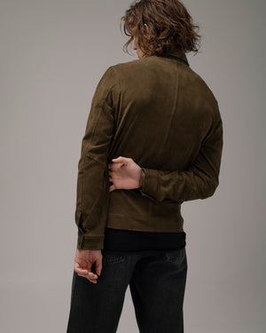 Stretch Suede Zip-up Jacket Jungle