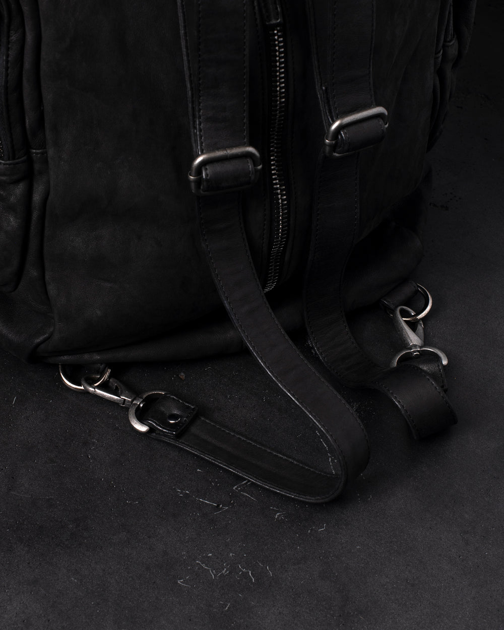 Leather Weekend Backpack Nero