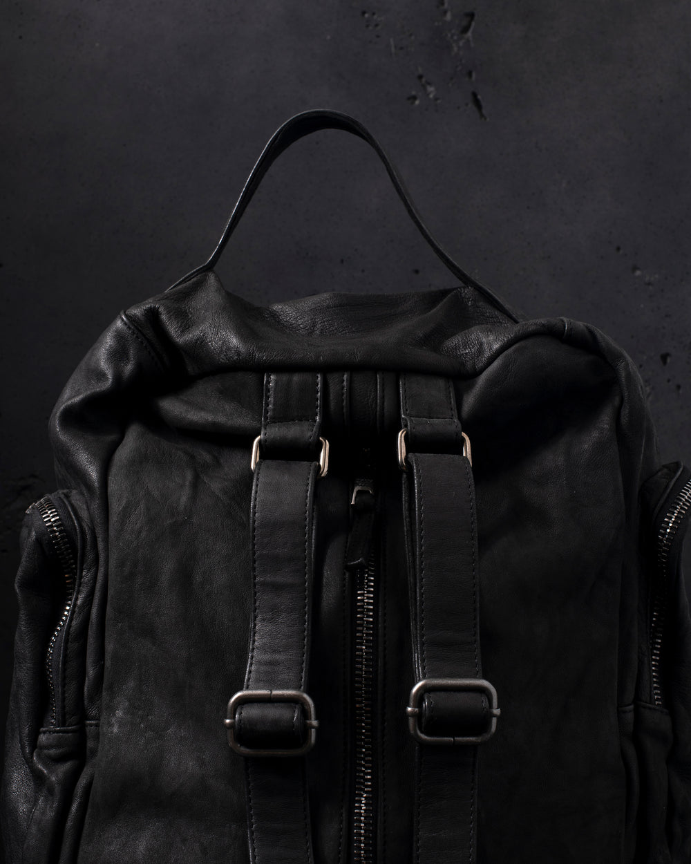 Leather Weekend Backpack Nero