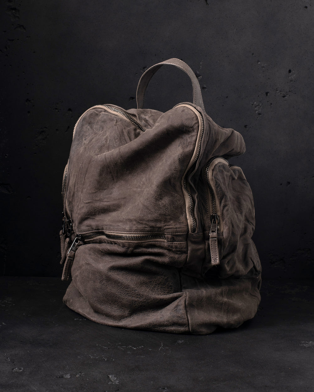 Leather Weekend Backpack Taupe