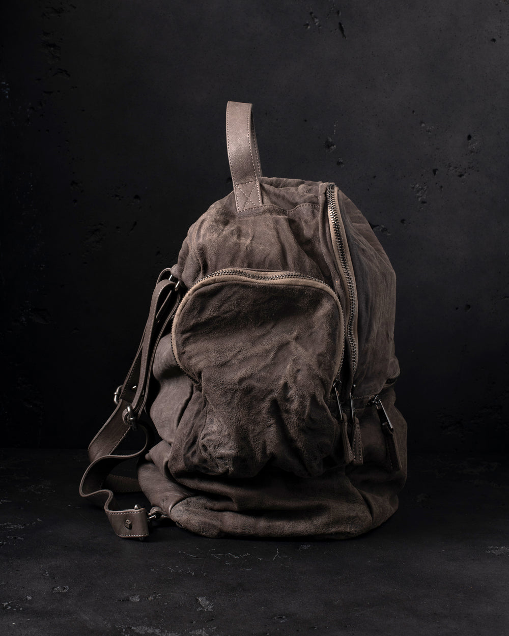 Leather Weekend Backpack Taupe