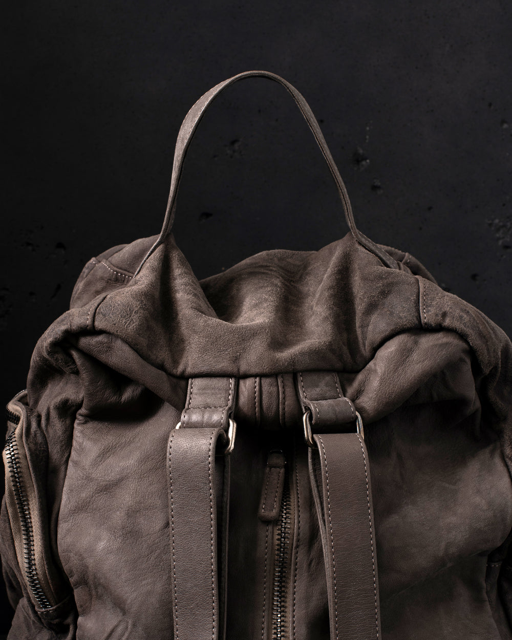 Leather Weekend Backpack Taupe