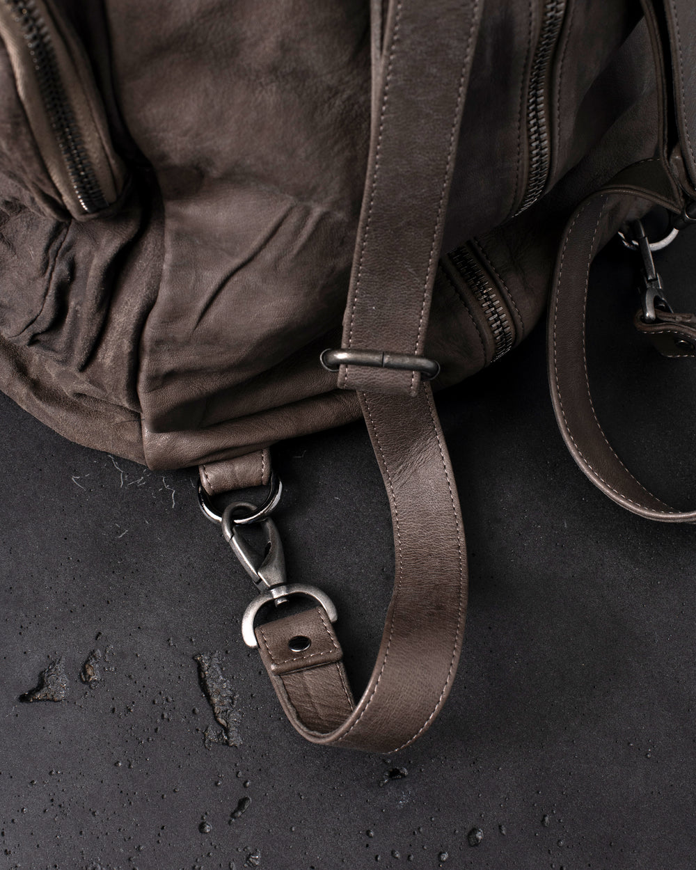 Leather Weekend Backpack Taupe