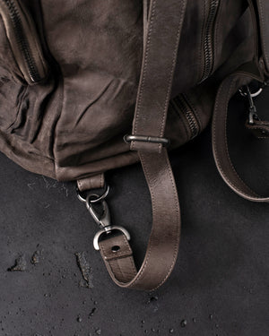 Leather Weekend Backpack Taupe