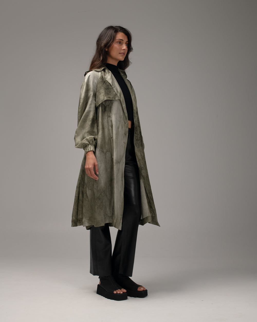 Trench Coat Silk Military WX24S1500HABOMTN