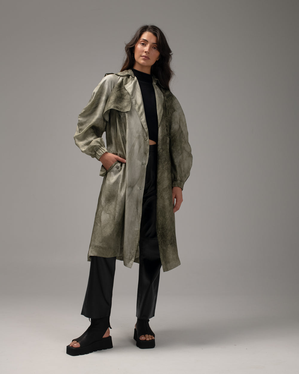 Trench Coat Silk Military WX24S1500HABOMTN