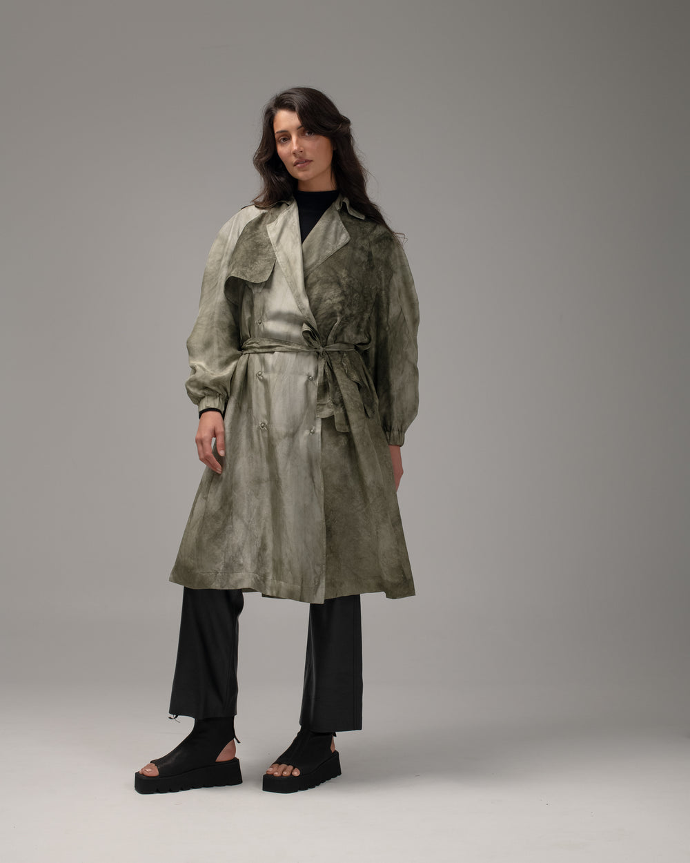 Trench Coat Silk Military WX24S1500HABOMTN