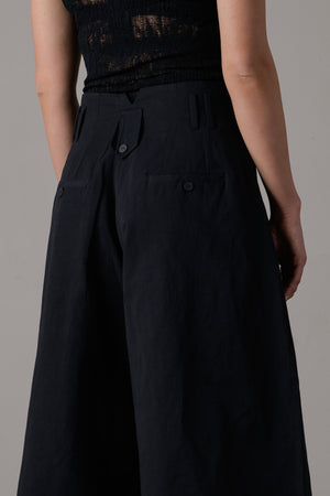 Cotton Linen High Waist Pants Black