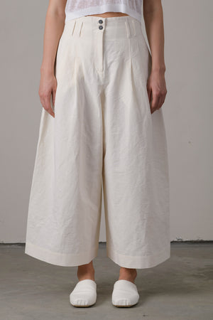 Cotton Linen High Waist Pants Milk