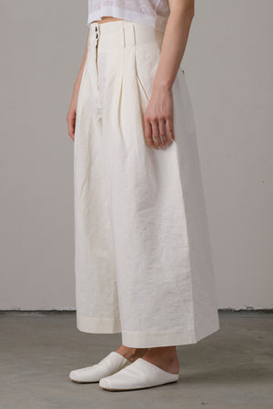 Cotton Linen High Waist Pants Milk