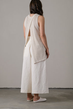 Cotton Linen Long Knit Mesh Vest