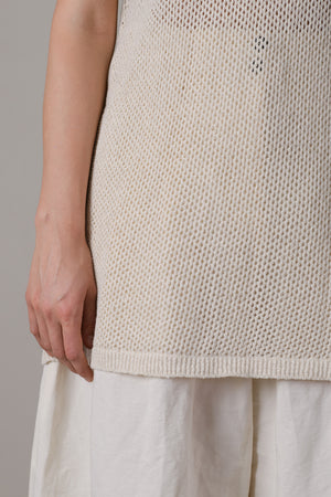 Cotton Linen Long Knit Mesh Vest