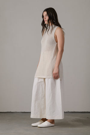 Cotton Linen Long Knit Mesh Vest