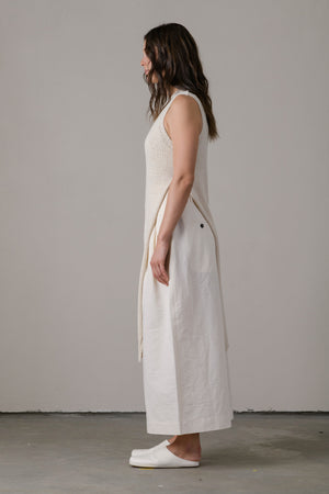 Cotton Long Vest w/ Side Slit