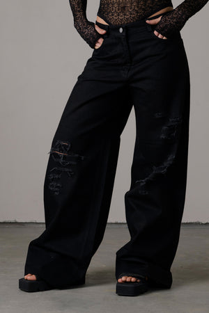 Denim w/ Raw Cut Detail Black