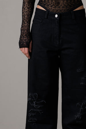 Denim w/ Raw Cut Detail Black