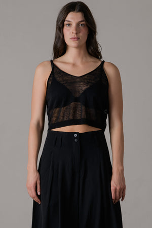 Linen Short Top Black