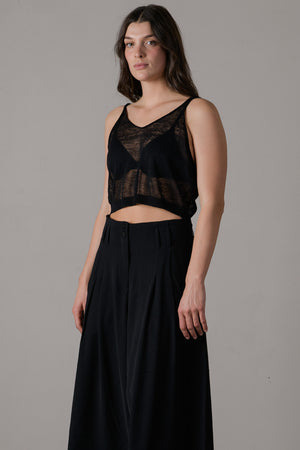 Linen Short Top Black