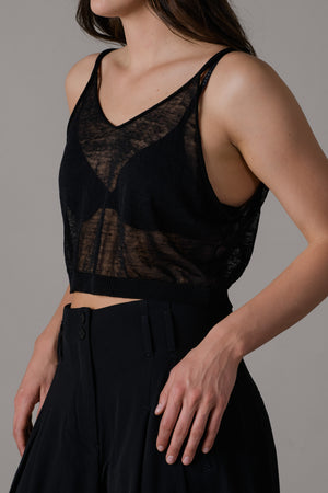 Linen Short Top Black