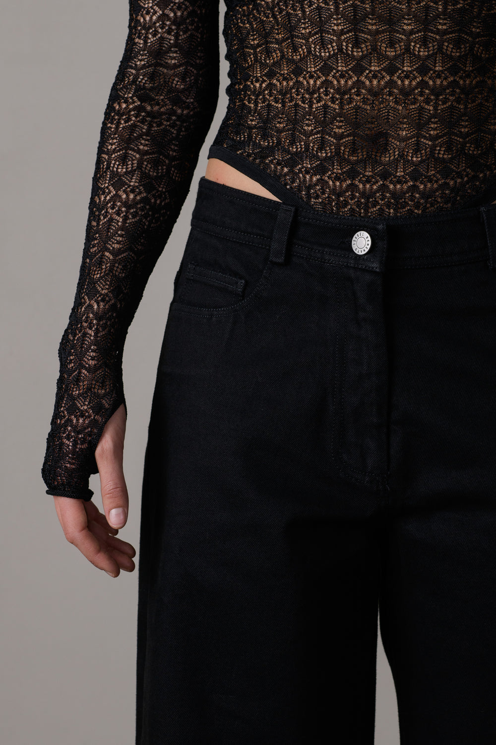 Viscose Lace Bodysuit Black