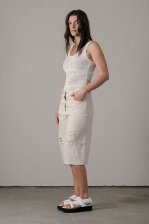 Viscose Mesh Tank Top White