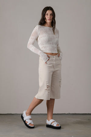 Viscose Open Weave Short Top White