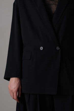 Wool Viscose Double Breasted Jacket Black