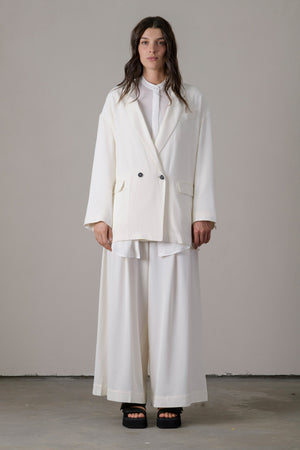 Wool Viscose Double Breasted Jacket White