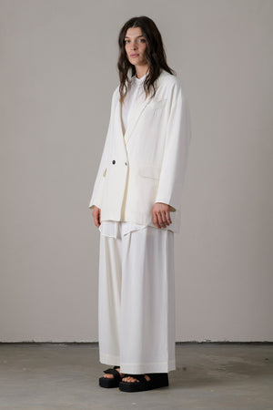 Wool Viscose Double Breasted Jacket White