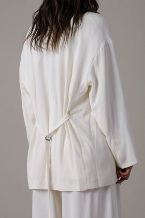 Wool Viscose Double Breasted Jacket White