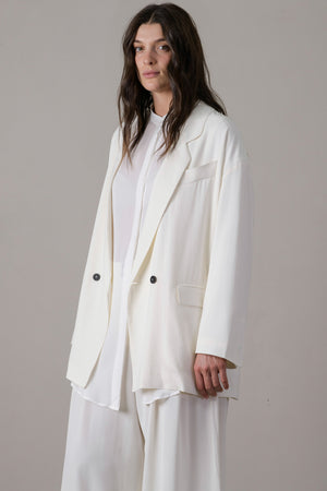 Wool Viscose Double Breasted Jacket White