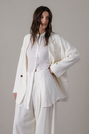 Wool Viscose Double Breasted Jacket White