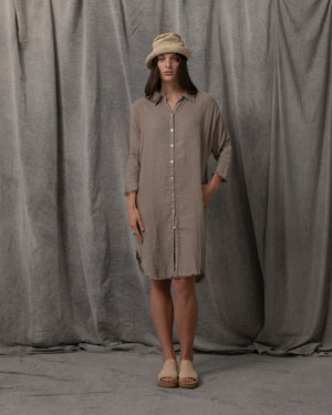 Shirt Dress Linen Pewter