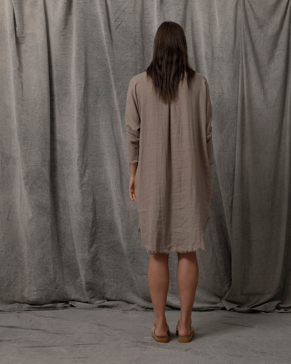 Shirt Dress Linen Pewter