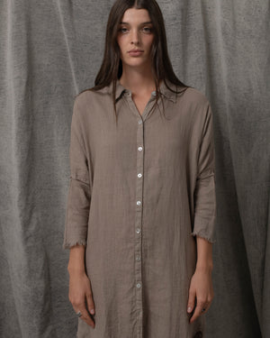 Shirt Dress Linen Pewter